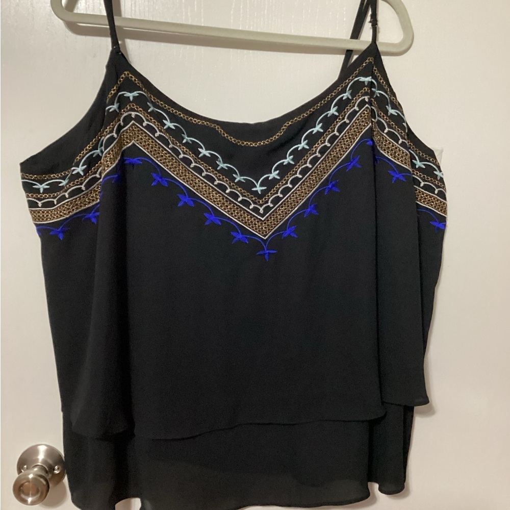 Women's Black Embroidered Top
